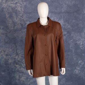 Leather Jacket Blazer Brown Women's Lined Sz M Ecuador Cotacachi